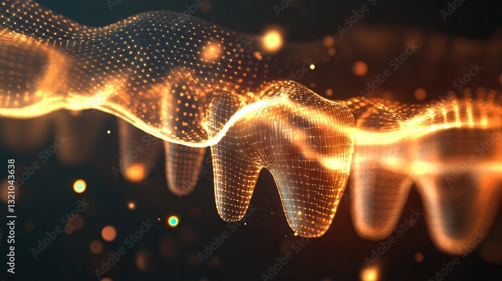 Aufkleber dynamic abstract background showcasing glowing golden waves representing the healing and strengtheni