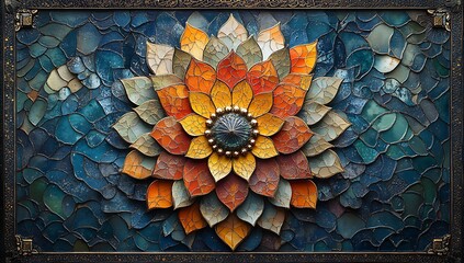 Multi Colored Flower Design with Layered Leaves