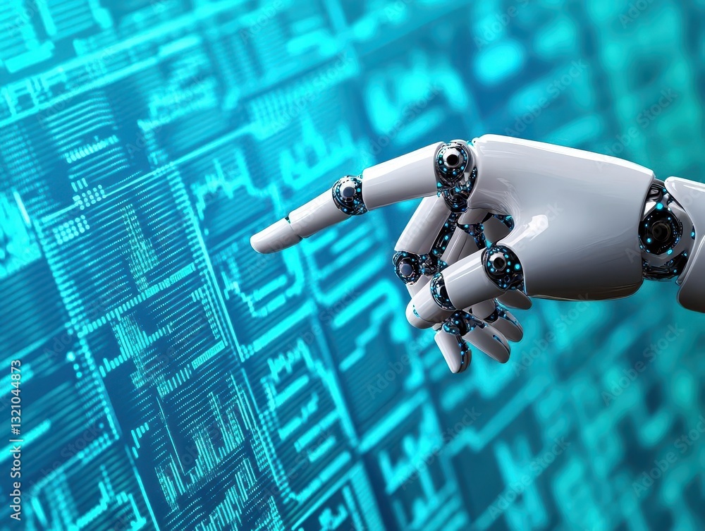 Fototapete Intricate robotic hand with advanced mechanics showcasing futuristic technology and precision engineering