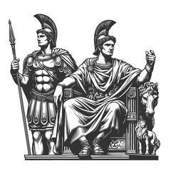 Roman Emperor and Soldier raster illustration