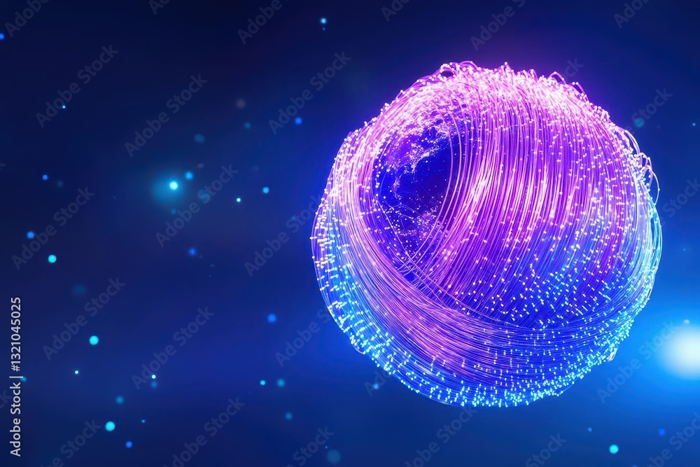 Aufkleber Vibrant sphere with a deep blue background creating a striking visual contrast and emphasizing depth and dimension in design