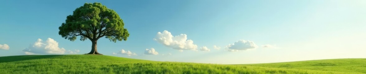 Obraz premium Tree rises high above the ground, its branches stretching up to the sky, solitary, vertical, tree