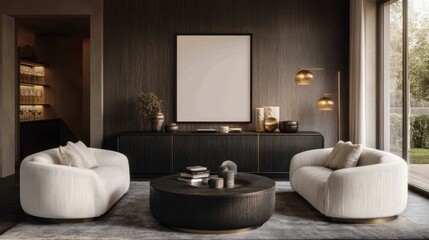 Elegant Living Room Interior with Modern Furniture and Art Frame