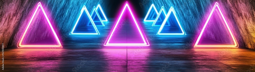 Poster vibrant neon lights illuminating a dark tunnel creating a futuristic and energetic atmosphere for ur