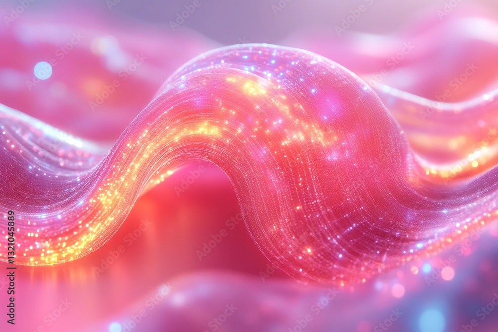 Poster abstract pink glowing wave with particles sparkling elegantly for digital design