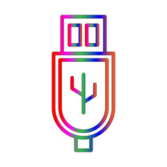 Usb drive line gradient icon