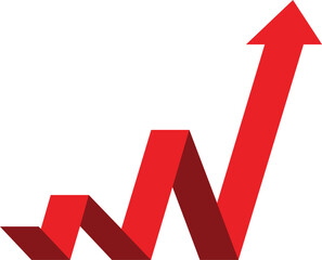 Red business arrow graph going up with black background represents trading profit business growth economic boom and financial surplus
