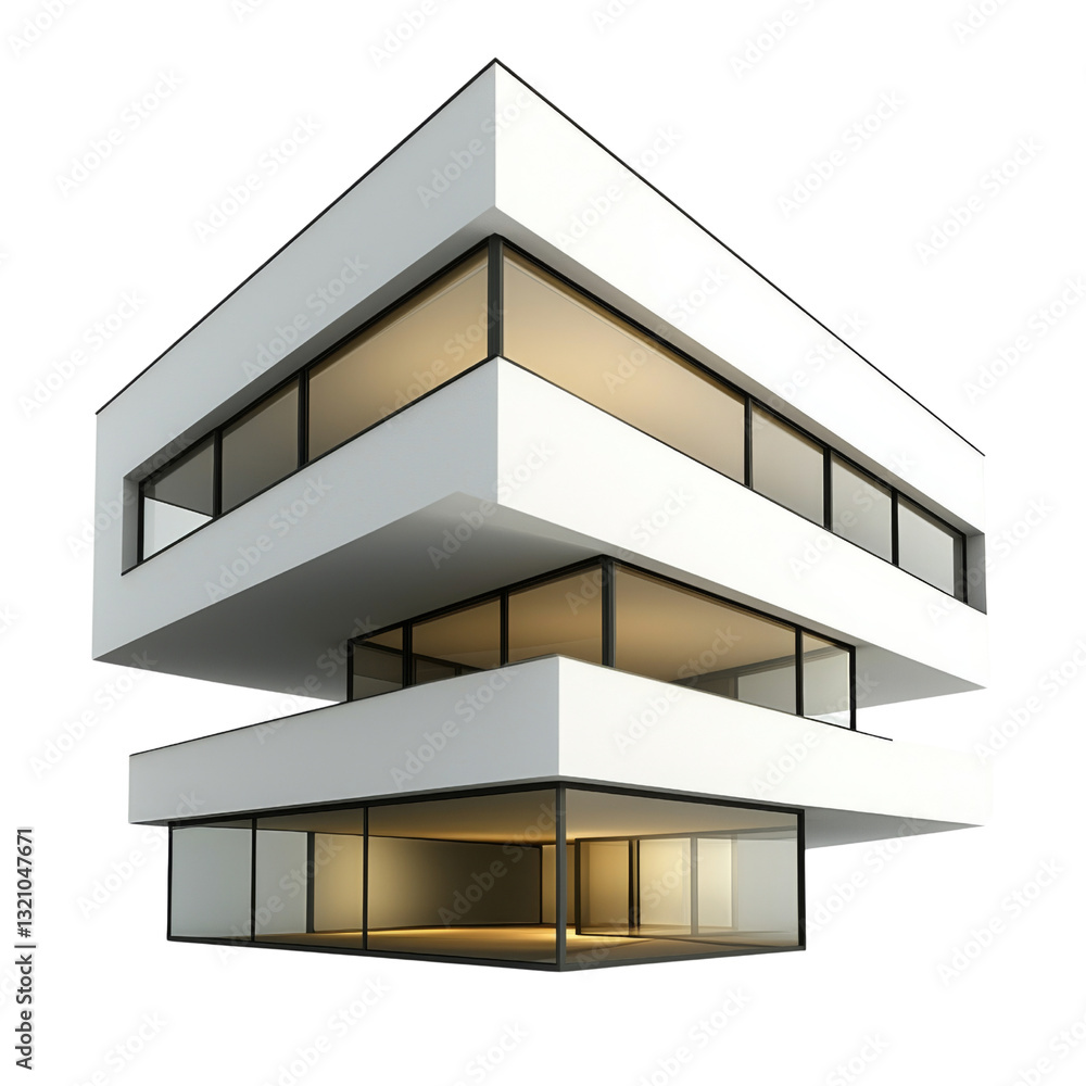 Aufkleber modern architectural design featuring stacked structure with large windows. clean lines and minimali