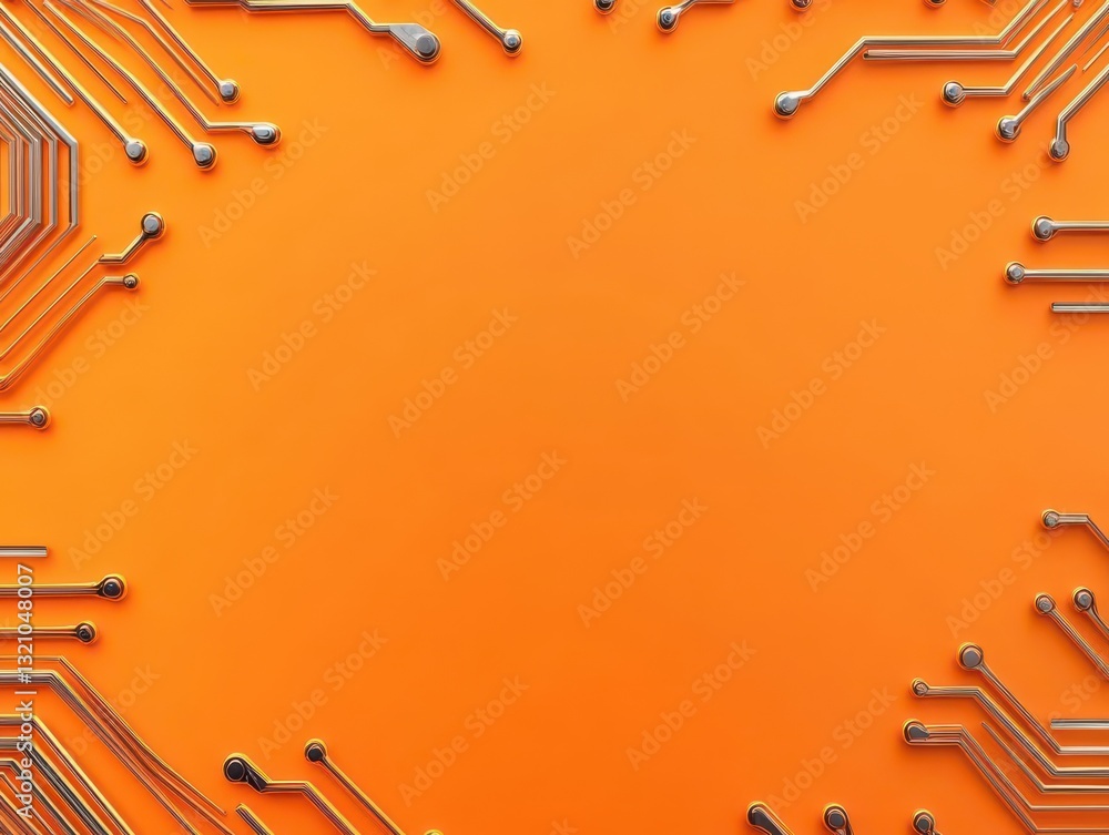 Aufkleber Detailed circuit board layout with an orange background showcasing modern electronic design and technology