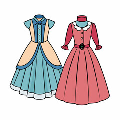 dress, fashion, vector, illustration, wedding, woman, clothing, clothes, style, drawing, design, art, beauty, sketch, bride, child, cartoon, silhouette, model, set, vintage, gown, dresses, elegance, s