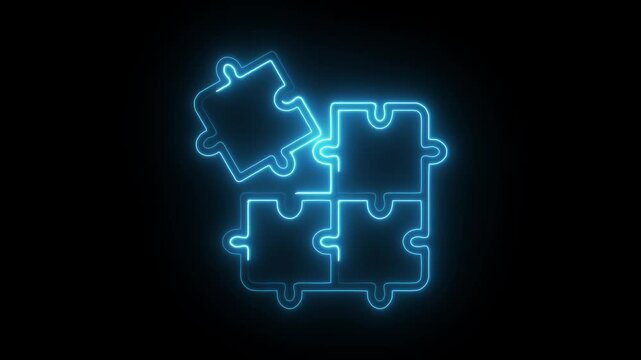 Glowing neon autism day  icon isolated on black background. HD Video motion graphic animation