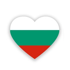 Bulgaria national flag in heart shape isolated on white. Illustration