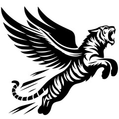 Winged tiger silhouette