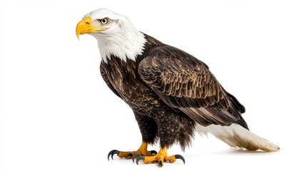Obraz premium Stunning bald eagle perched gracefully on a tree branch in a natural setting showcasing its majestic presence