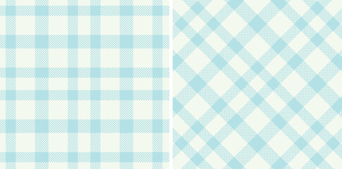 Dusty Off White Seamless Madras Plaid with Pale Pale Sky Blue accents Textile Design