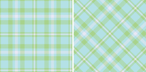 Spring Seamless Madras Plaid featuring Deep Mint Green and Smoky Pale Sky Blue Textile Design