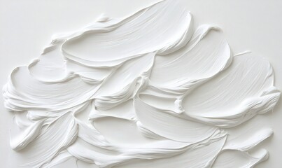 Abstract White Paint Texture: Impasto Brushstrokes on White Background