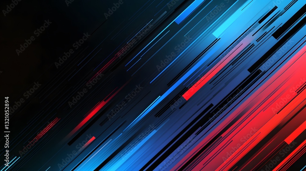 Poster abstract graphical artwork of colorful lines on dark background