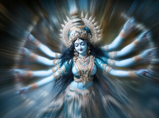 Obraz premium Goddess durga with motion blur effect for chaitra navratri