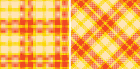 Dusty Sunflower Yellow Seamless Madras Plaid with Warm Pale Peach accents Textile Design