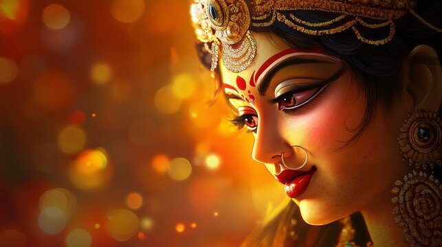 Chaitra navratri poster design with goddess durga portrait.