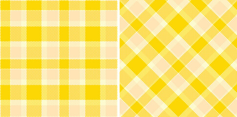 Metallic Pale and Warm Sunflower Yellow Seamless Madras Plaid Textile Design