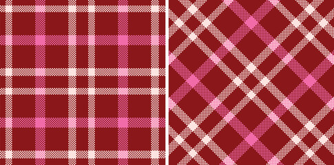 Spring Neon Brick Red & Rich Very Light Pink Seamless Madras Plaid Textile Design
