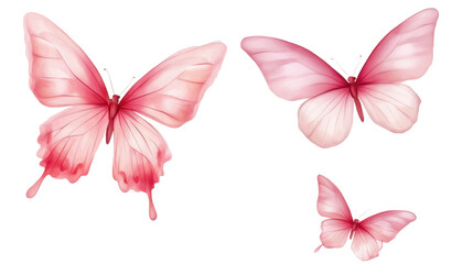 Pink butterflies in watercolor style isolated on white background © Ai