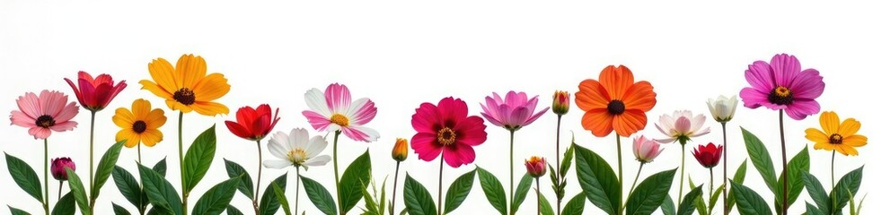 Colorful flower isolated against pure white background, blooming, flowers, garden