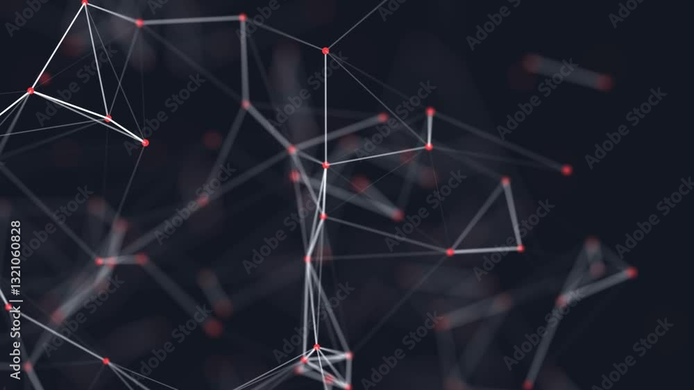 Poster Abstract digital connection moving dots and lines. Technology background. Network connection structure. Plexus effect. 3d Seamless loop. 4K	