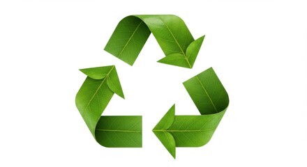 Obraz premium Green leaves forming a recycling symbol, representing sustainability and eco-friendliness