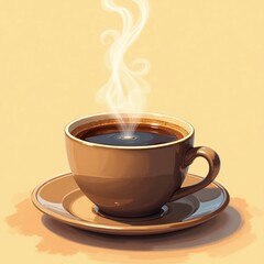 Obraz premium a breathtakingly detailed illustration of a cup of coffee, with steam rising from the rim