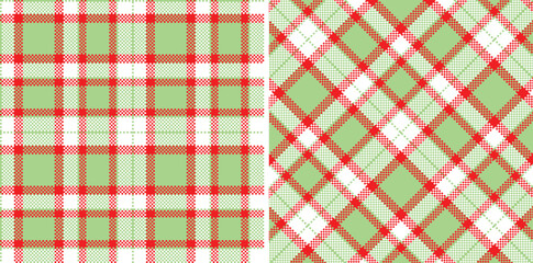 Spring Vivid Mint Green & Warm Fire Engine Red Seamless Madras Plaid Textile Design