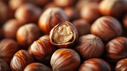 Obraz premium Close-up of Hazelnuts: A Delicious and Nutritious Snack