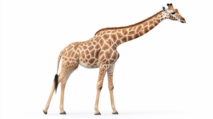 Fototapeta premium A giraffe stands gracefully against a white backdrop