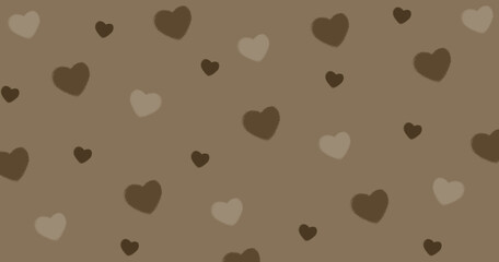 Seamless pattern with brown handdraw hearts. Romantic design background