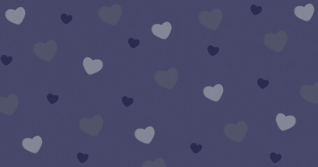 Seamless pattern with navy blue handdraw hearts. Romantic design background