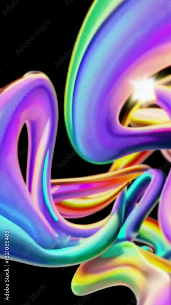 Poster hypnotic neon swirl in fluid motion displaying surreal color spectrum on a dark background