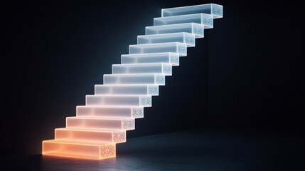 Obraz premium Surreal bookshelf staircase floating into an infinite library, literary dreamscape