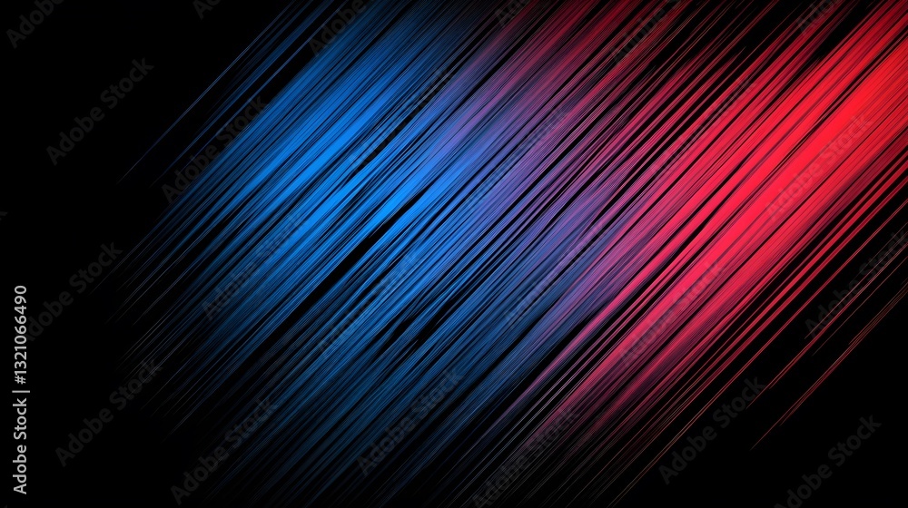 Poster diagonal lines in red and blue on a dark background