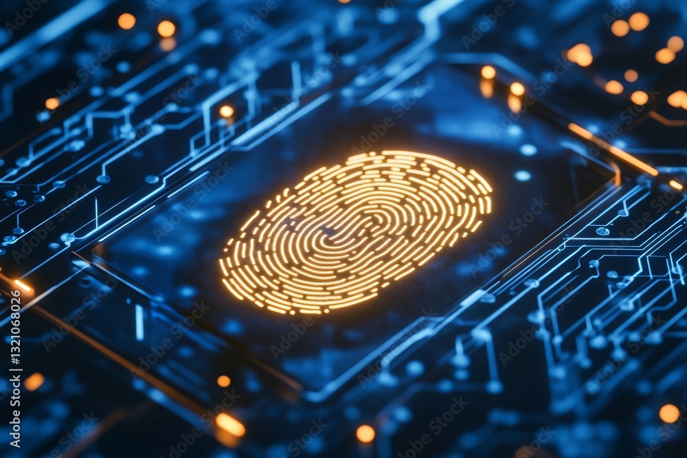 Aufkleber digital fingerprint circuit board technology abstract background