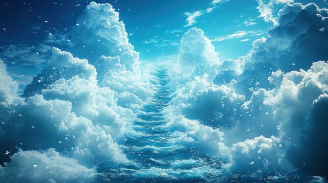 Heavenly Pathway Through Clouds