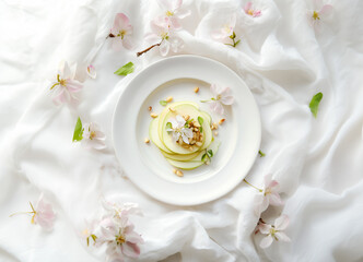breakfast setting with light apple salad	