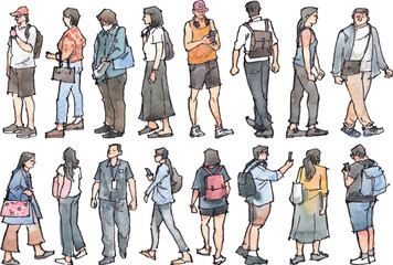 Watercolor and ink paintings of people 1