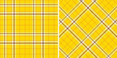 Bright Yellowish Orange Seamless Madras Plaid with Deep Sunflower Yellow accents Textile Design