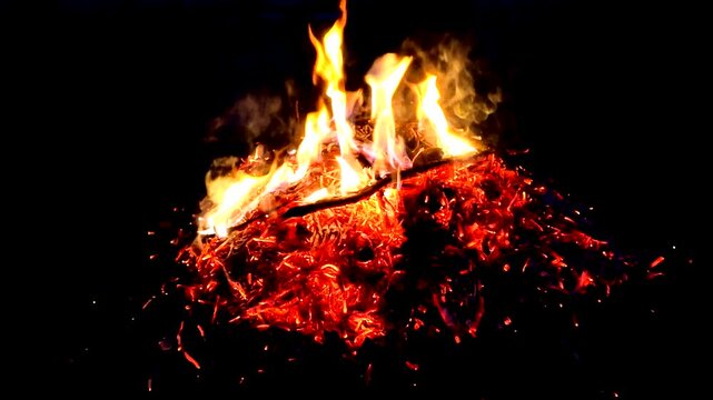 A fire burning outside ash danger