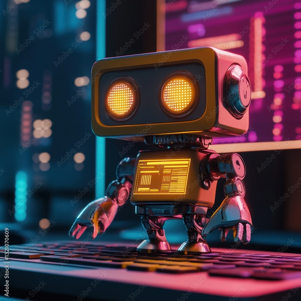 Poster smart ai robot processing data