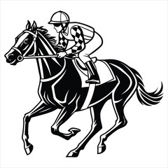 Fototapeta premium Equestrian Horseman Clipart and Dynamic Horse Racing Illustration