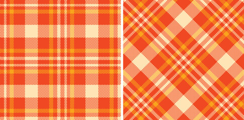 Pale Orangered Seamless Madras Plaid with Warm Pale Peach accents Textile Design