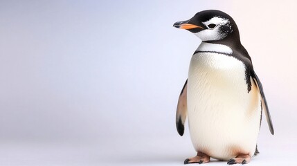 Naklejka premium Adorable penguin standing, posed against a soft background